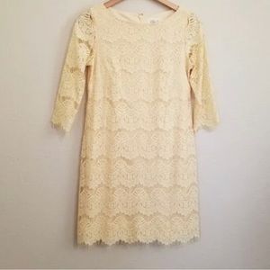 Eliza J Yellow Lace 3/4 Sleeve Shift Dress